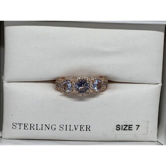 Tiara .925 Sterling Silver Cubic Zirconia SRG388AQR Stone Ring MSRP $135 NM206 - Picture 1 of 6